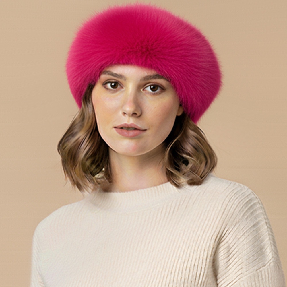 Elegant Pink Faux Fur Hat